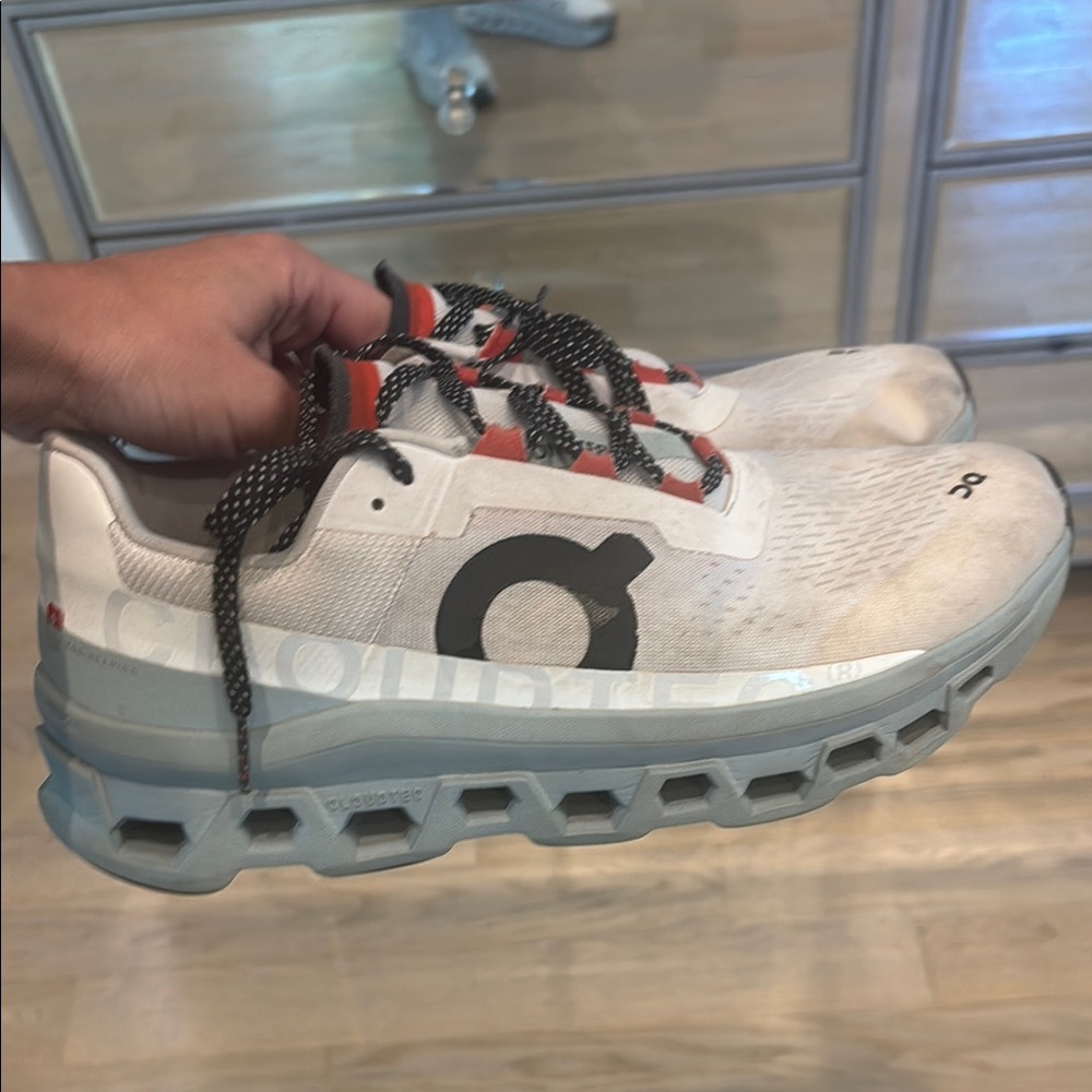 On cloud white and Gray Men's Sneakers with Black Logo